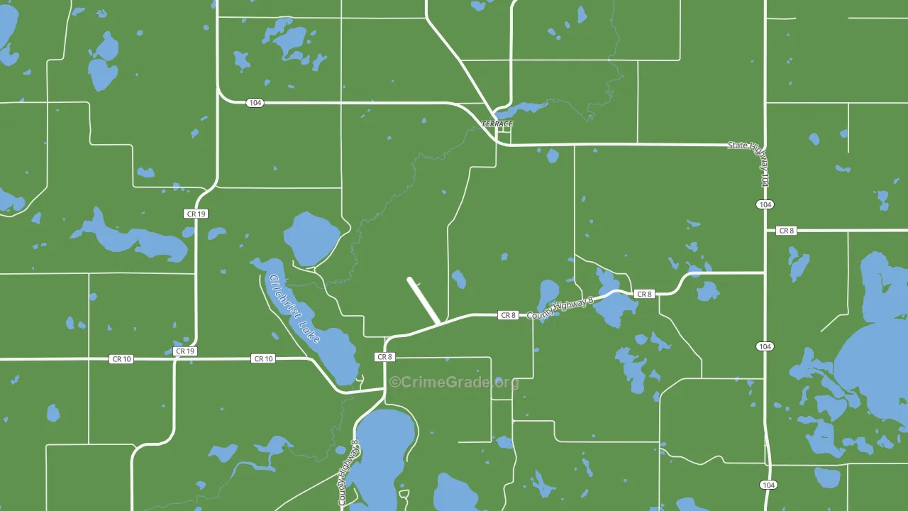 Terrace, MN Map of Vehicle Theft Rates