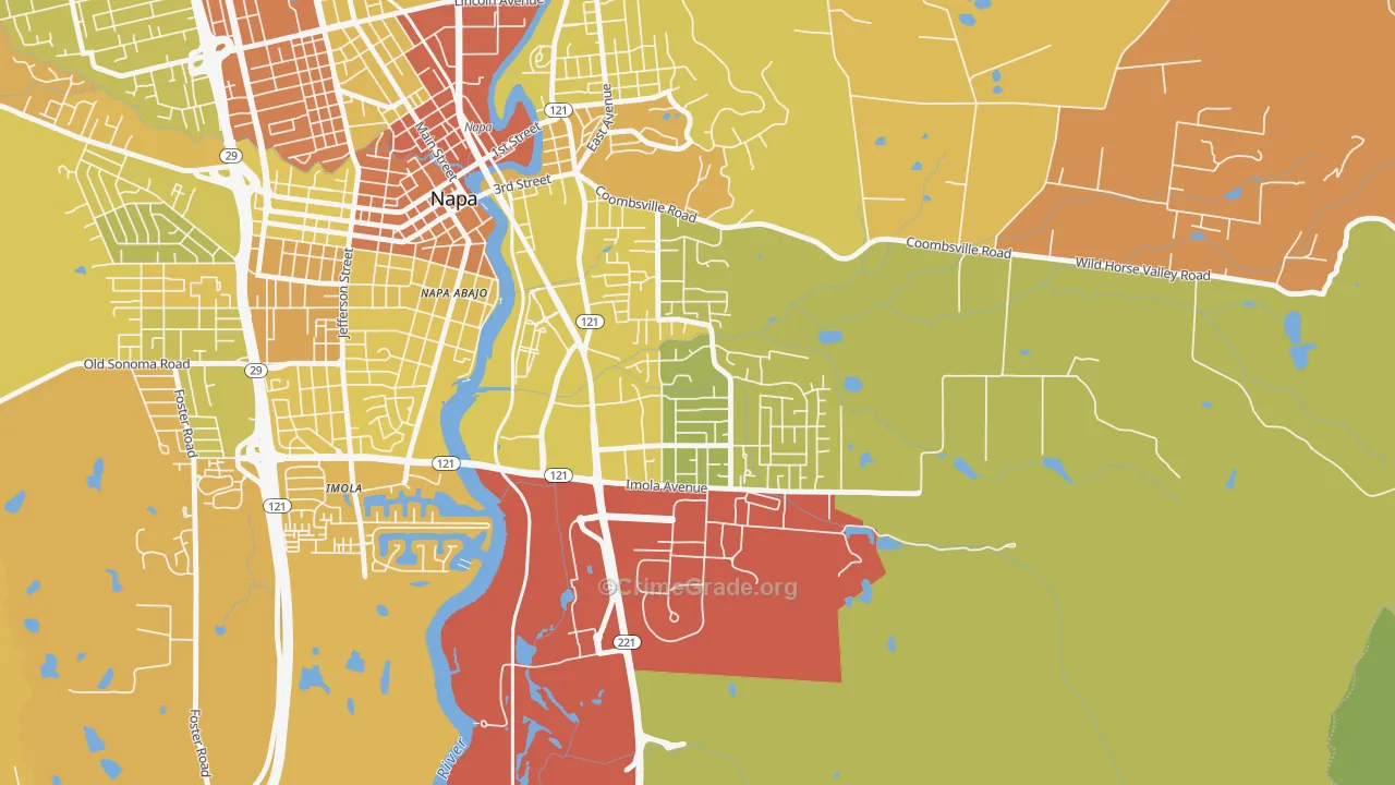 Terrace-Shurtleff, Napa, CA Map of Vehicle Theft Rates