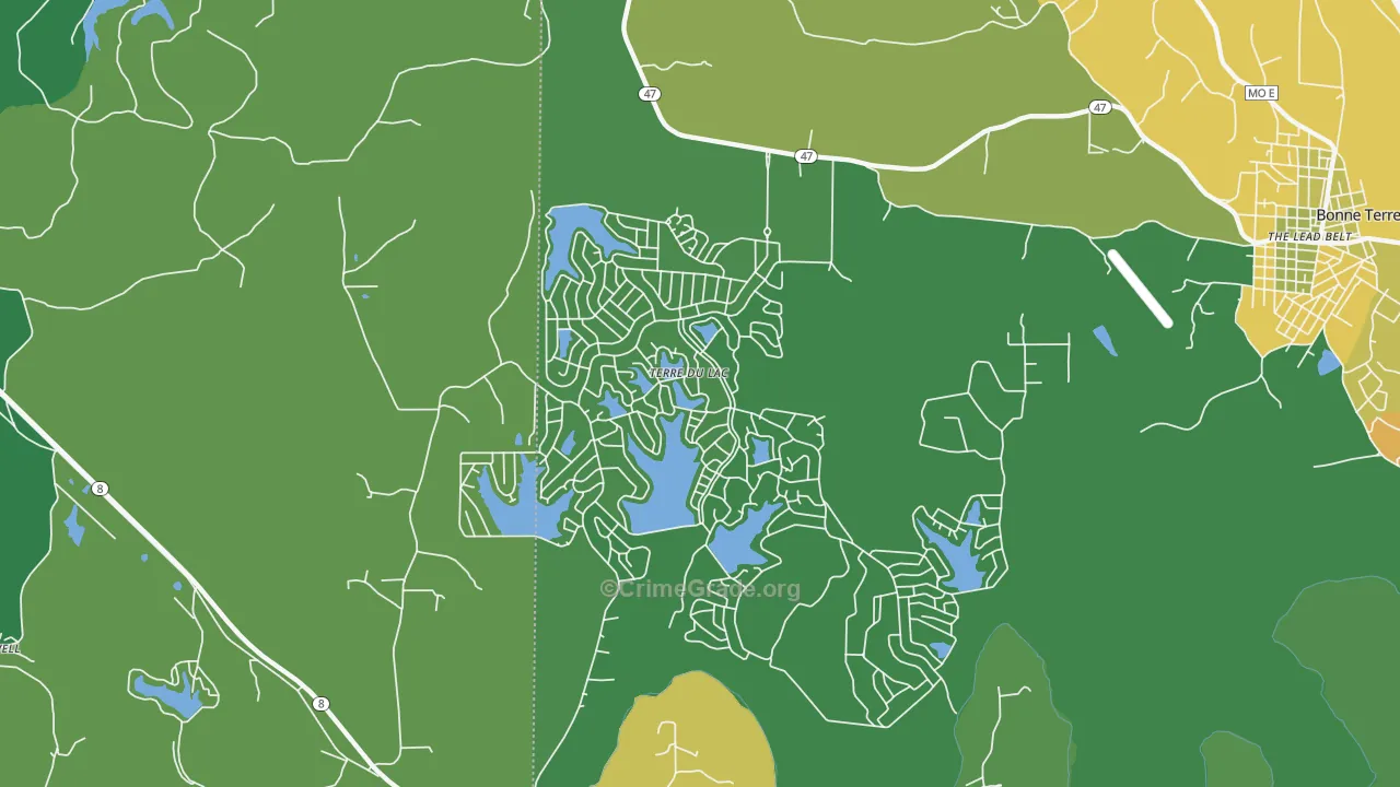 Terre du Lac, MO Map of Vehicle Theft Rates