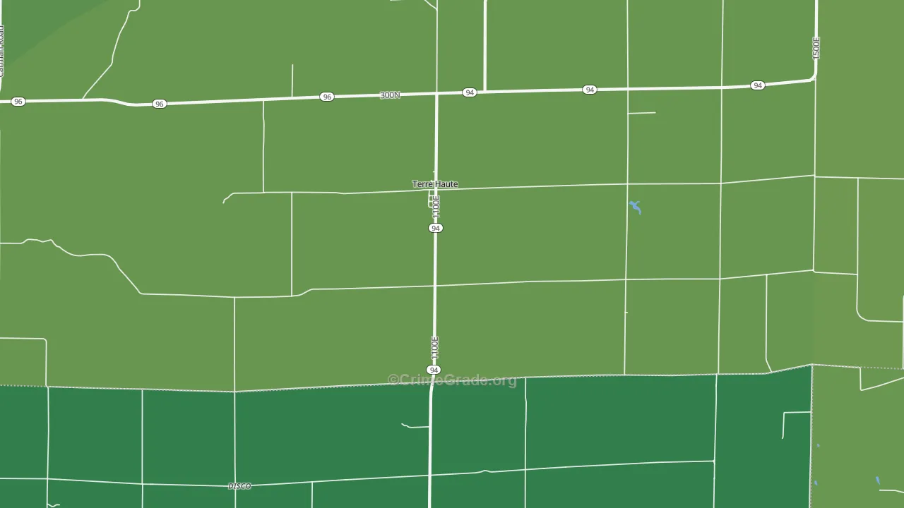 Terre Haute, IL Map of Vehicle Theft Rates