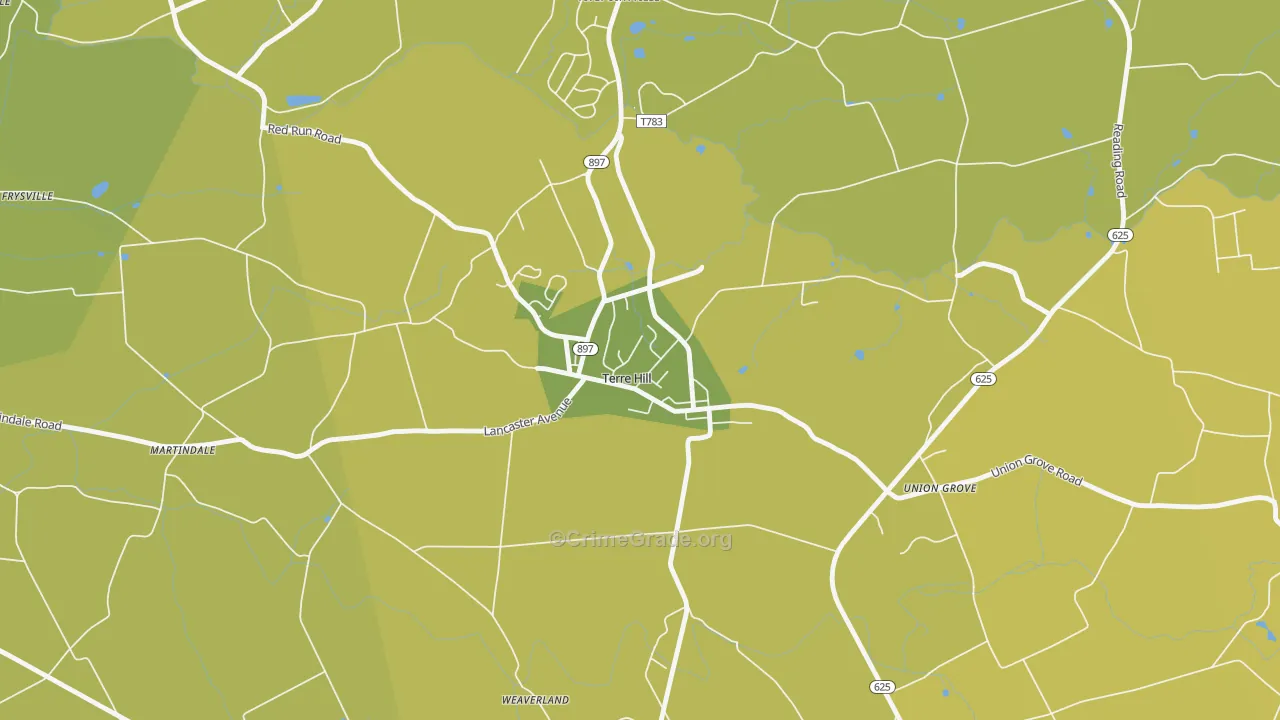 Terre Hill, PA Map of Vehicle Theft Rates