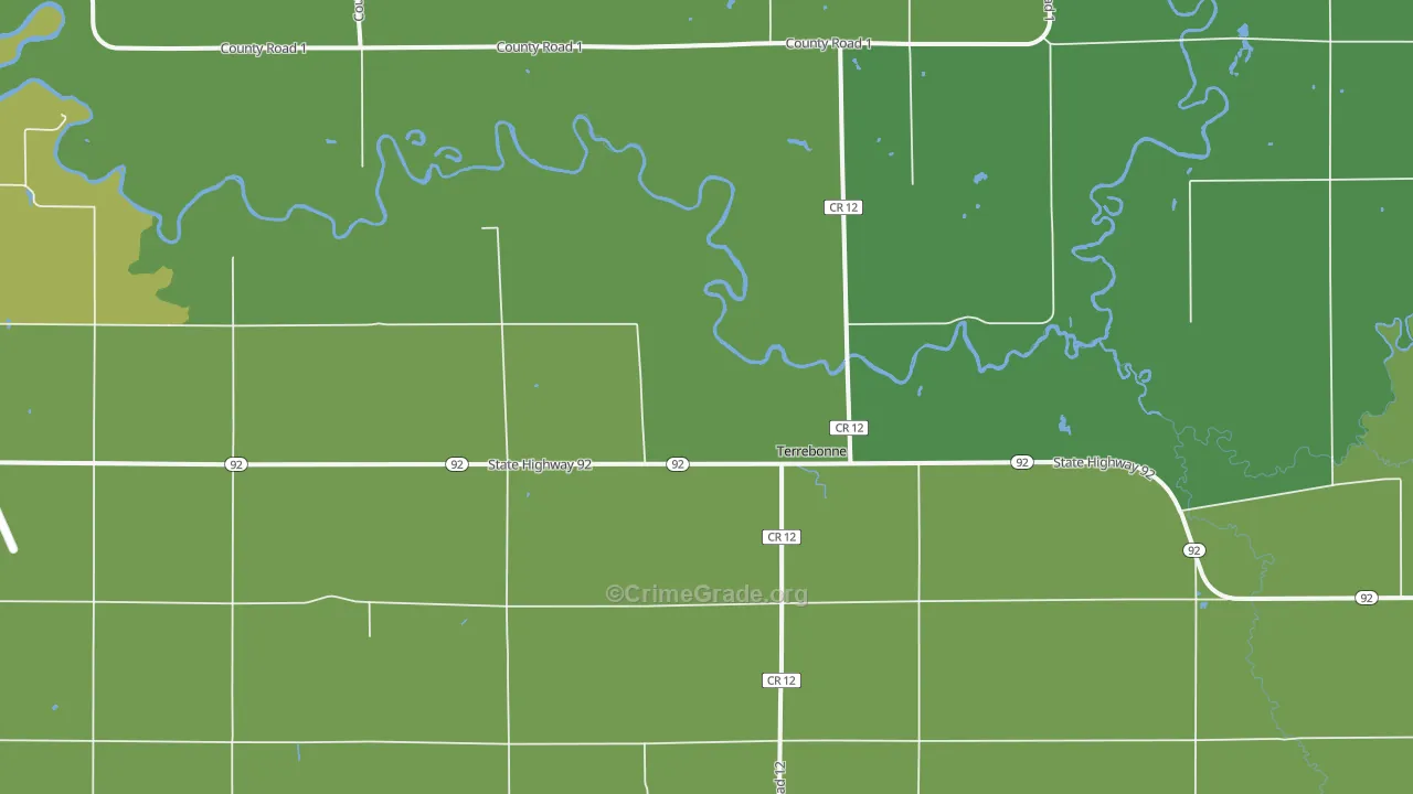 Terrebonne, MN Map of Vehicle Theft Rates