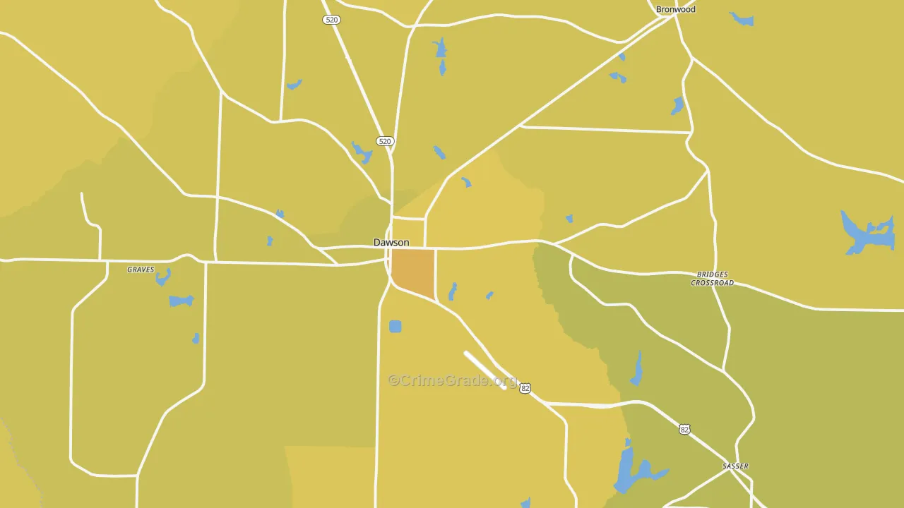 Terrell County, GA Map of Vehicle Theft Rates