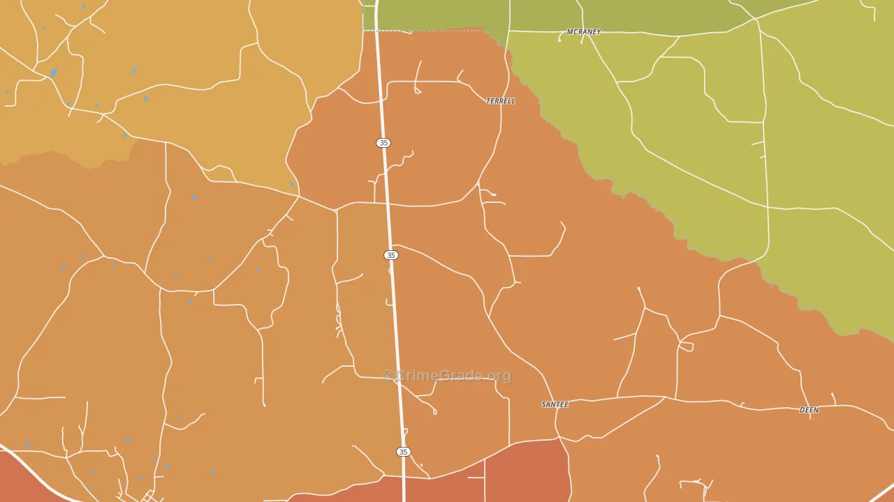 Terrell, MS Map of Vehicle Theft Rates