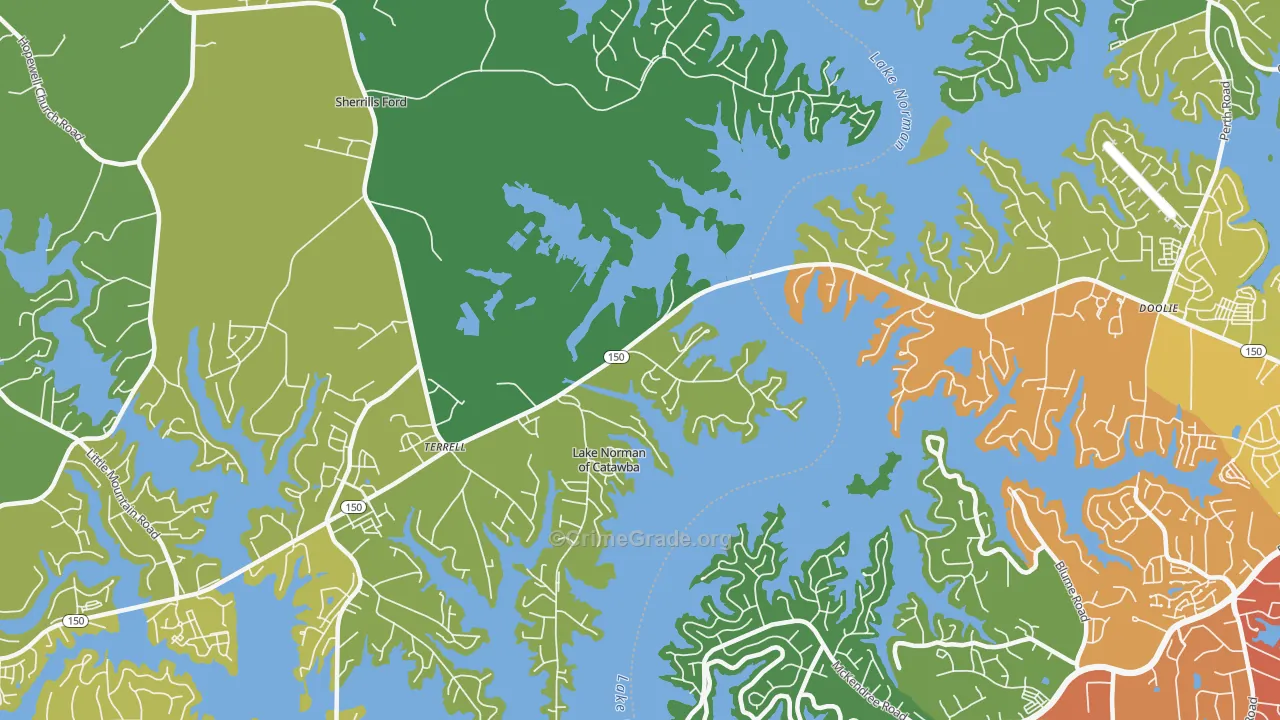Terrell, NC Map of Vehicle Theft Rates