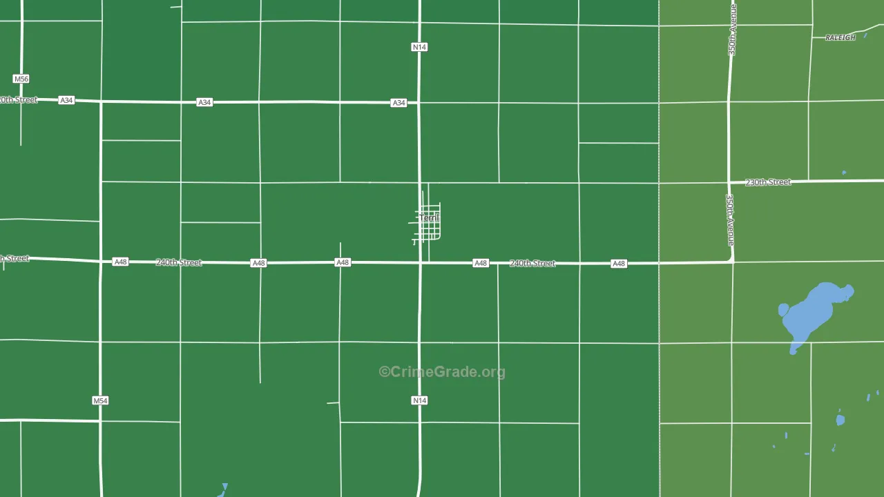 Terril, IA Map of Vehicle Theft Rates