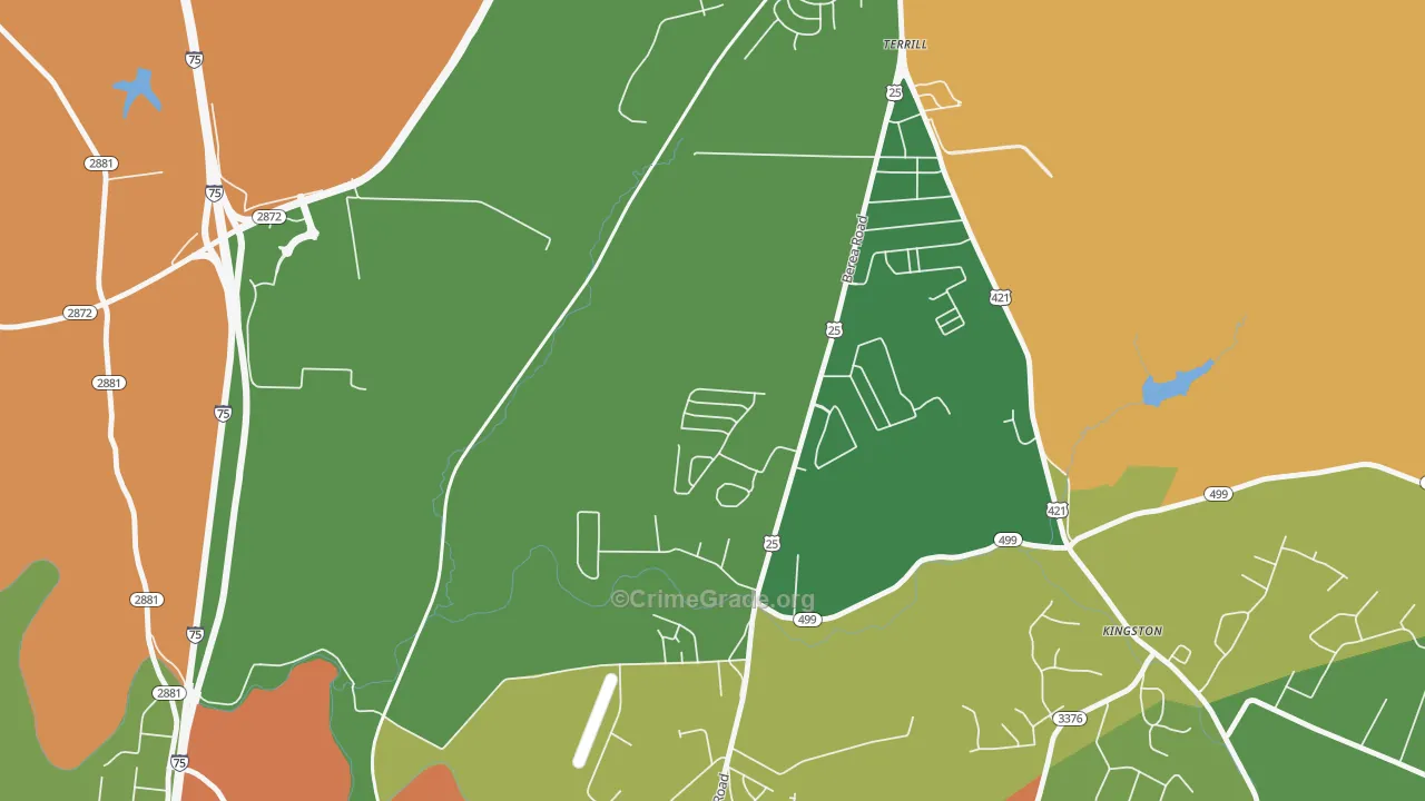 Terrill, KY Map of Vehicle Theft Rates