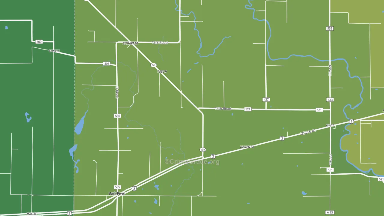 Tesch, MI Map of Vehicle Theft Rates
