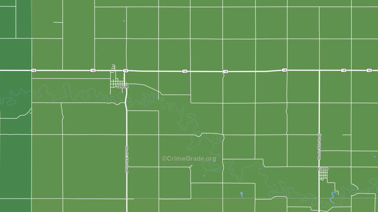 Tescott, KS Map of Vehicle Theft Rates