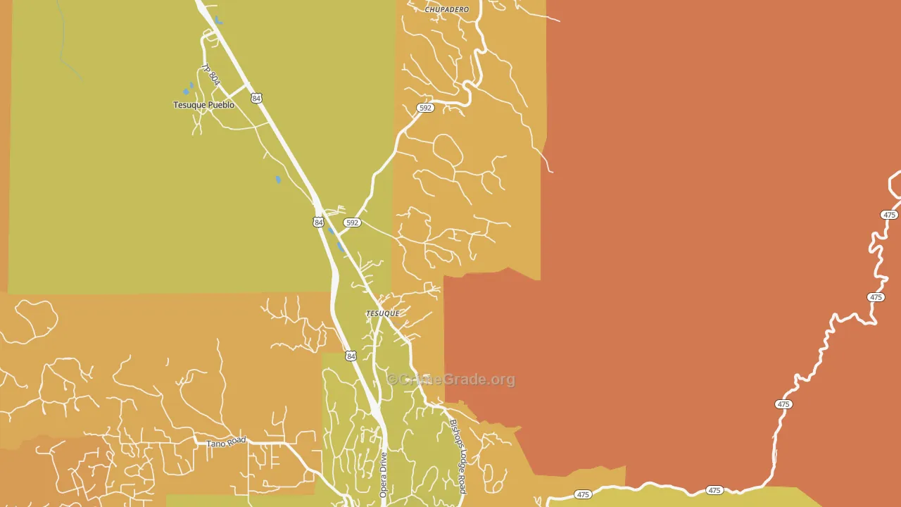 Tesuque, NM Map of Vehicle Theft Rates