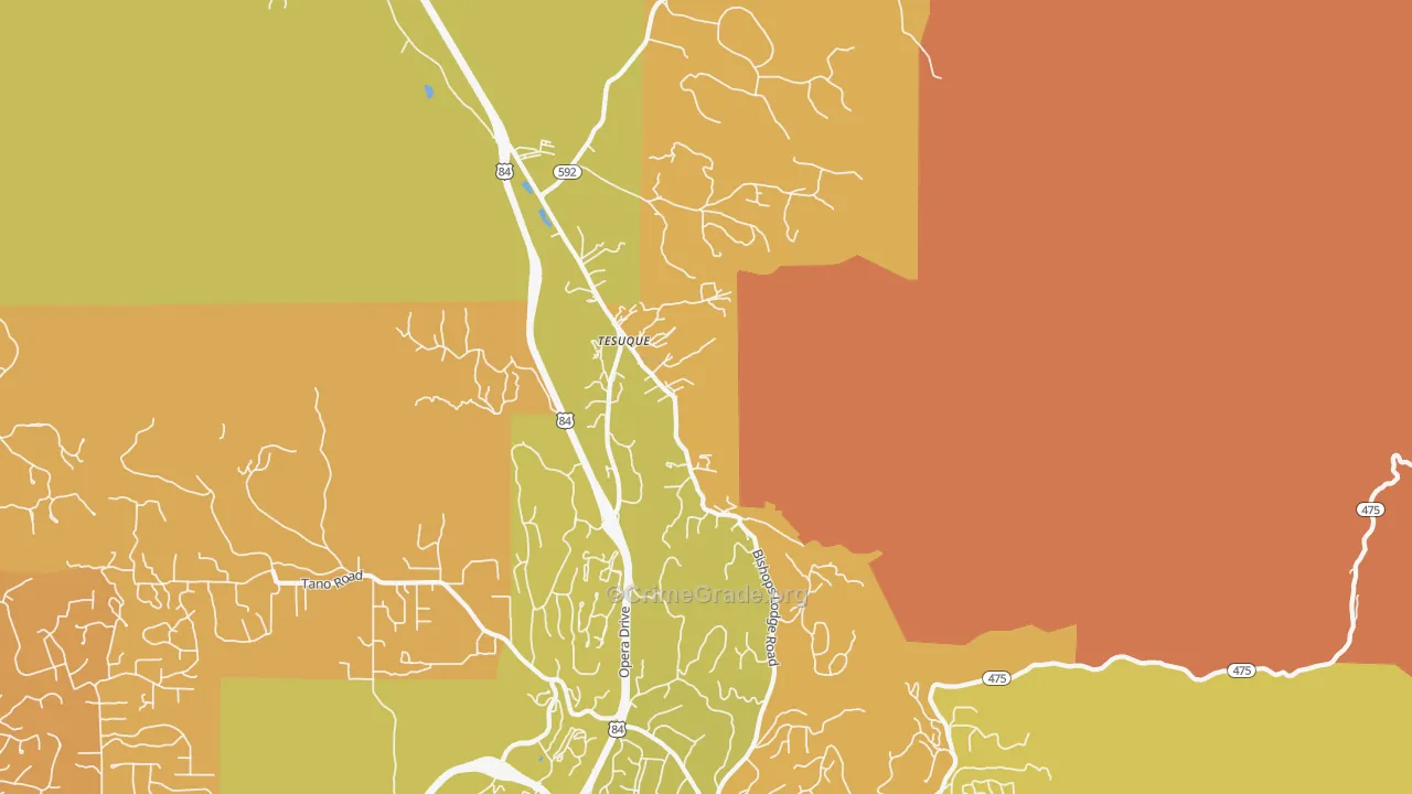 Tesuque Pueblo, NM Map of Vehicle Theft Rates