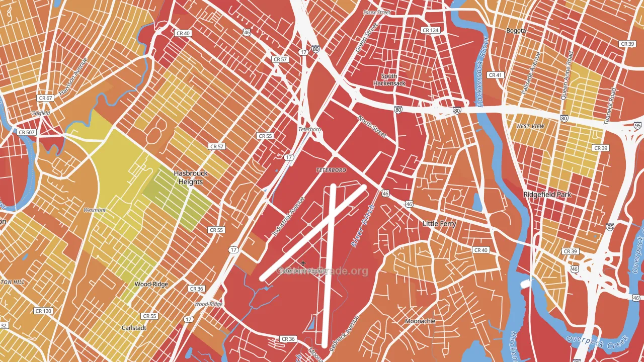 Teterboro, NJ Map of Vehicle Theft Rates