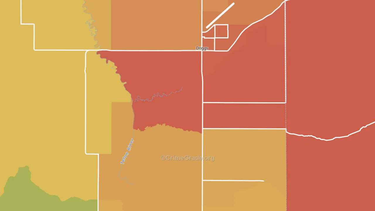 Teton County, ID Map of Vehicle Theft Rates