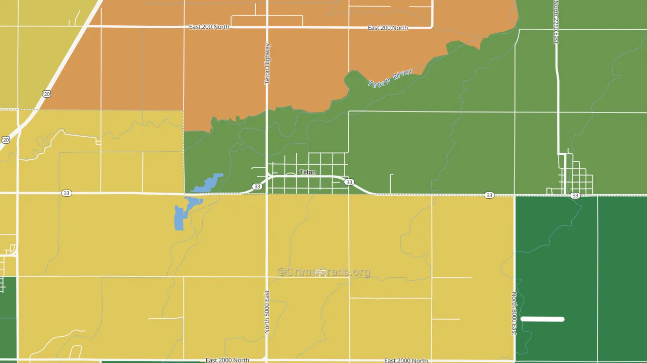 Teton, ID Map of Vehicle Theft Rates