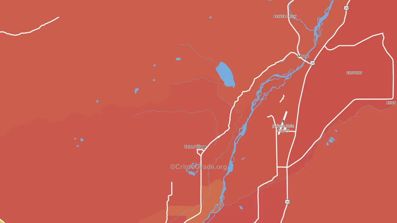 Teton Village, WY Map of Vehicle Theft Rates