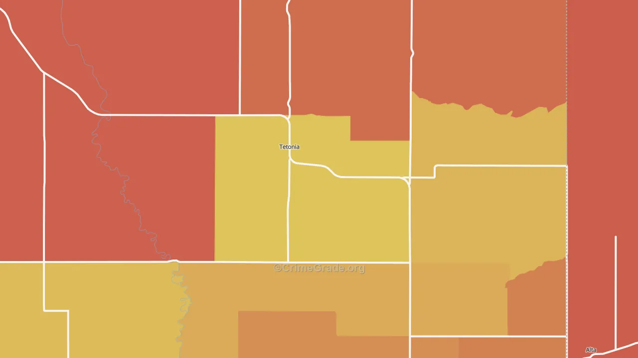 Tetonia, ID Map of Vehicle Theft Rates