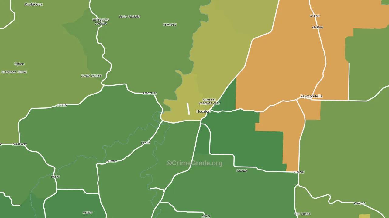 Texas County, MO Map of Vehicle Theft Rates
