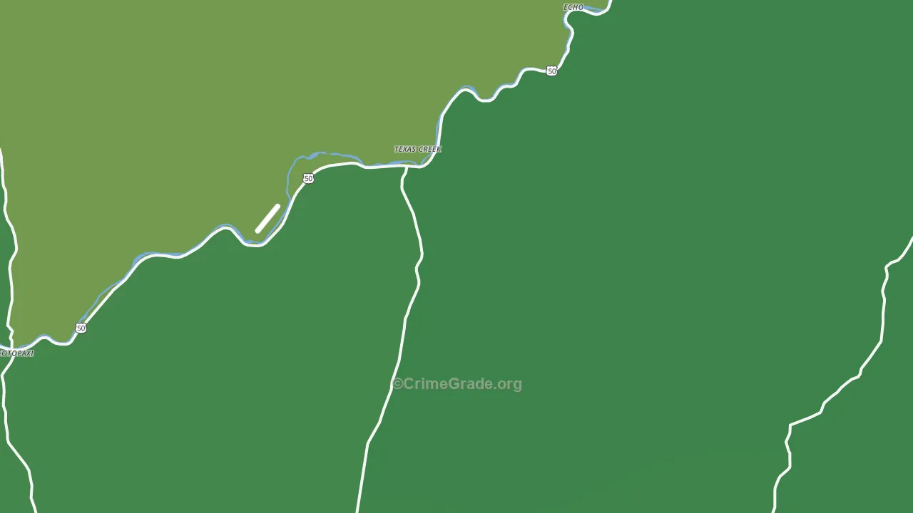 Texas Creek, CO Map of Vehicle Theft Rates
