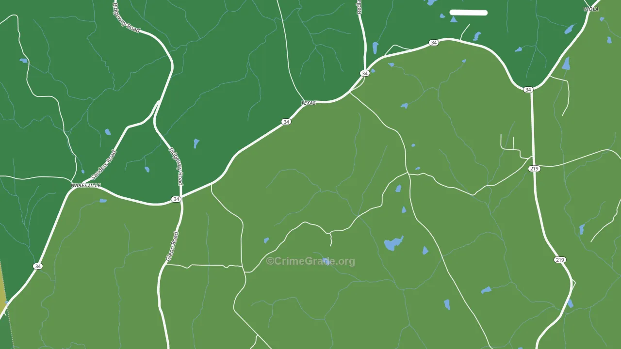 Texas, GA Map of Vehicle Theft Rates