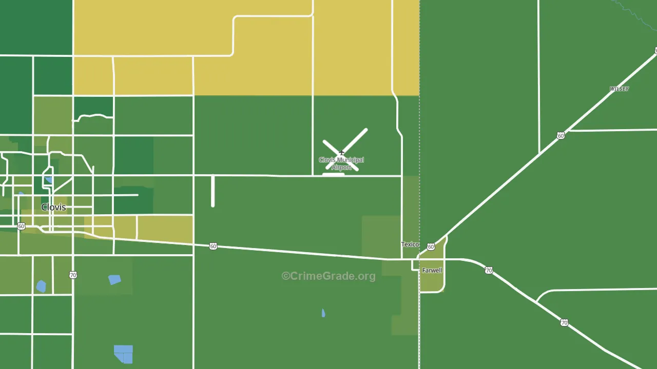 Texico, NM Map of Vehicle Theft Rates