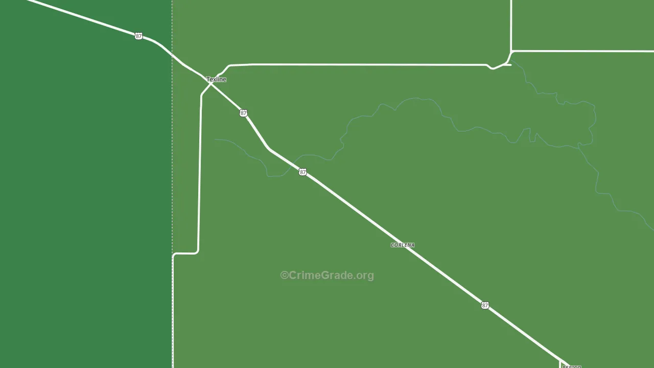 Texline, TX Map of Vehicle Theft Rates