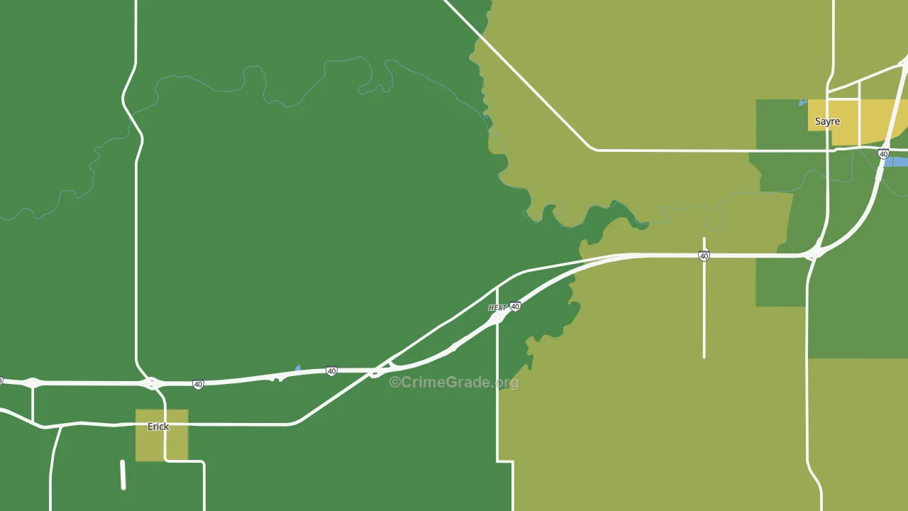 Texola, OK Map of Vehicle Theft Rates
