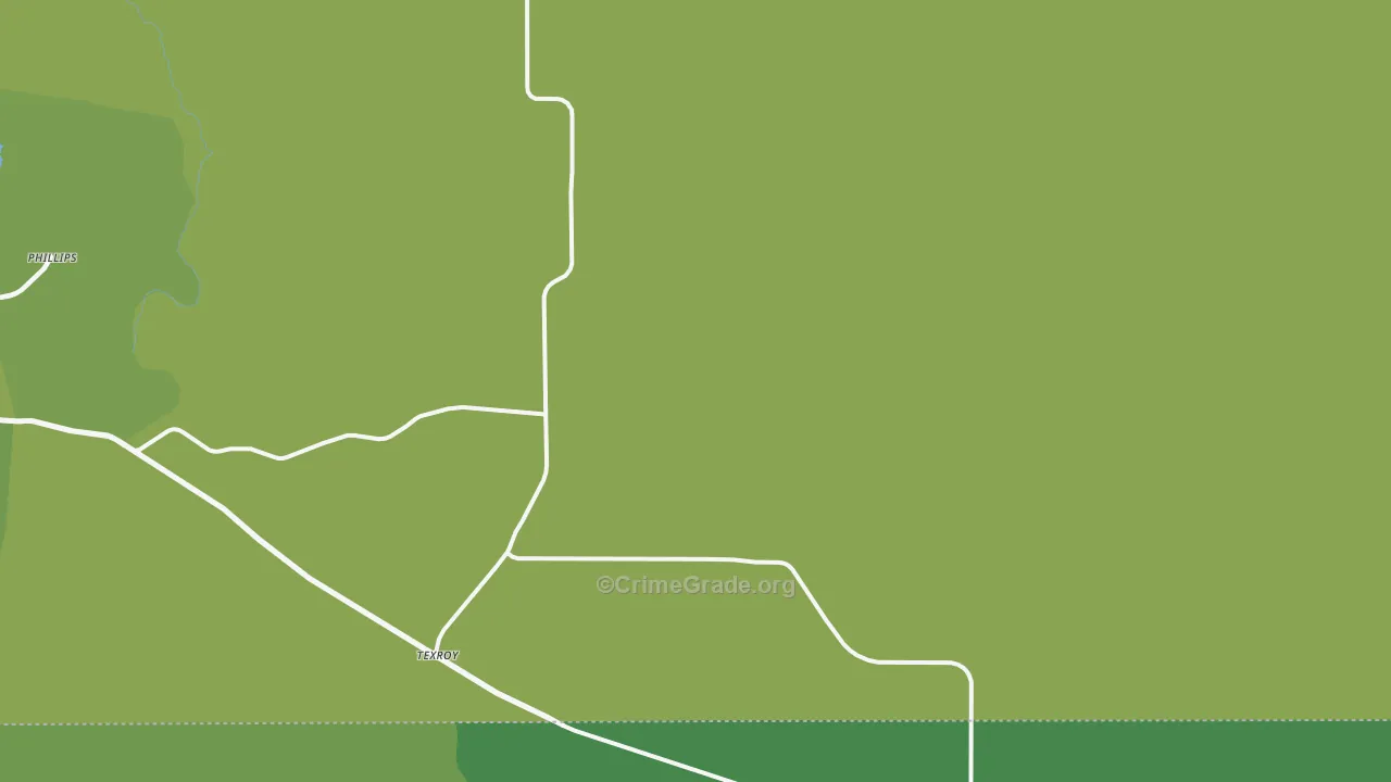 Texroy, TX Map of Vehicle Theft Rates