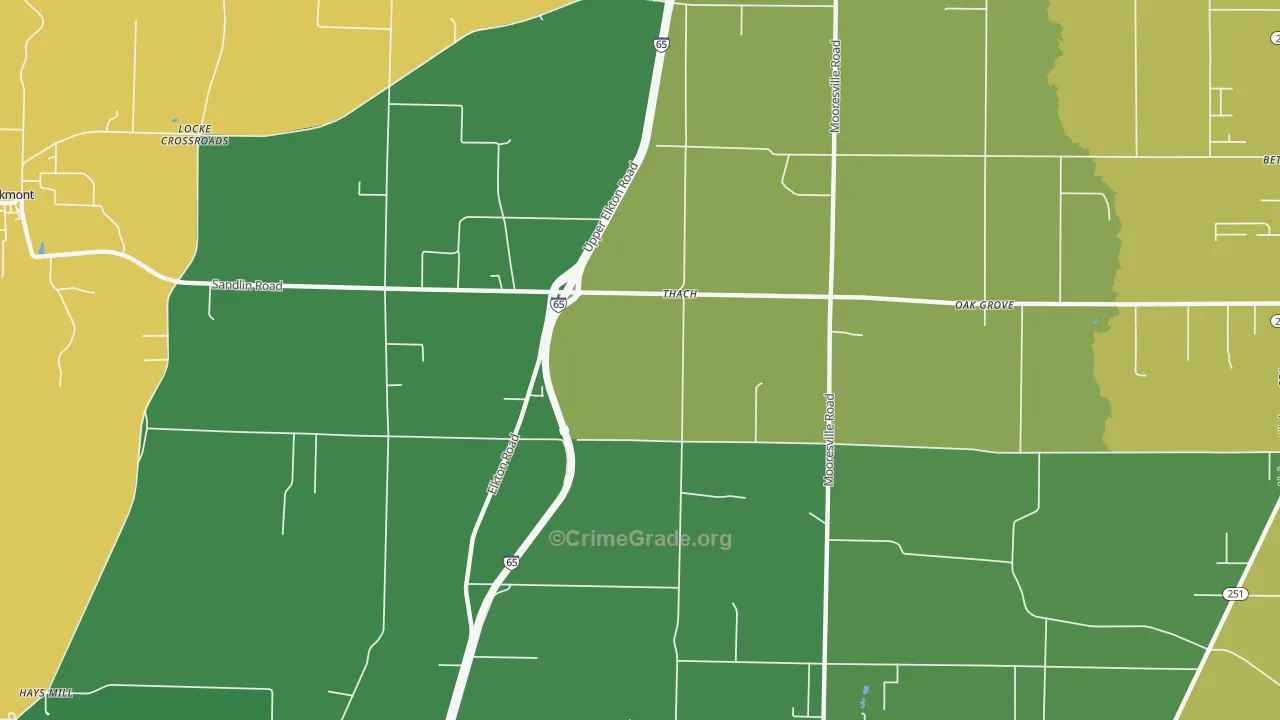 Thach, AL Map of Vehicle Theft Rates