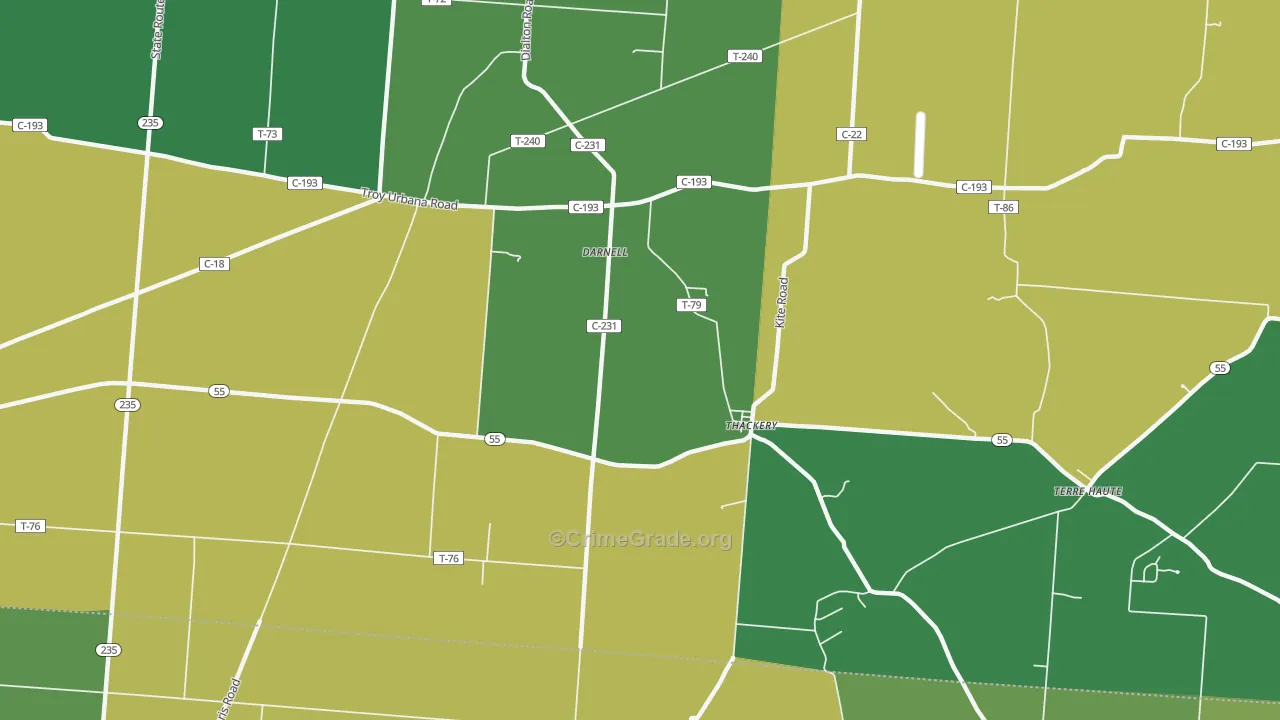 Thackery, OH Map of Vehicle Theft Rates