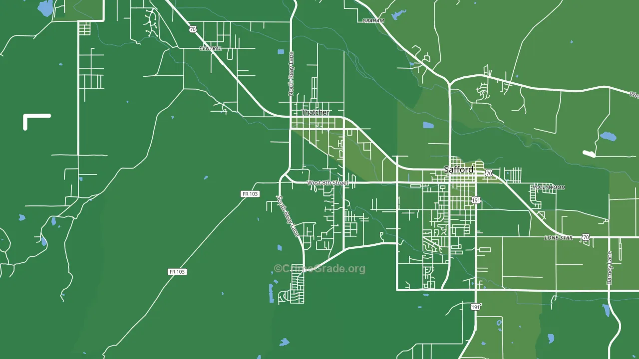 Thatcher, AZ Map of Vehicle Theft Rates