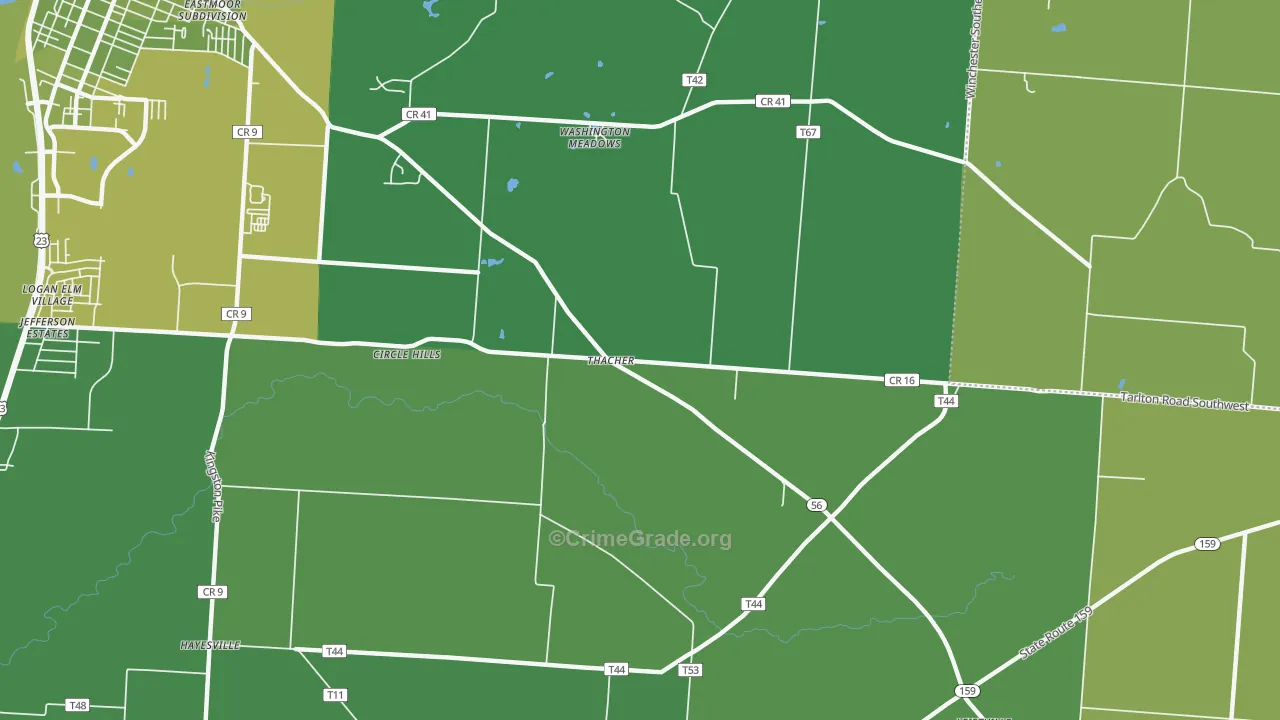 Thatcher, OH Map of Vehicle Theft Rates