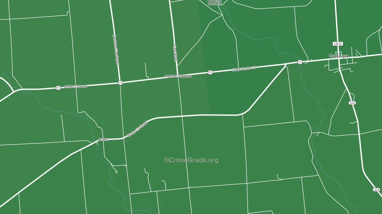 Thayer Corners, NY Map of Vehicle Theft Rates