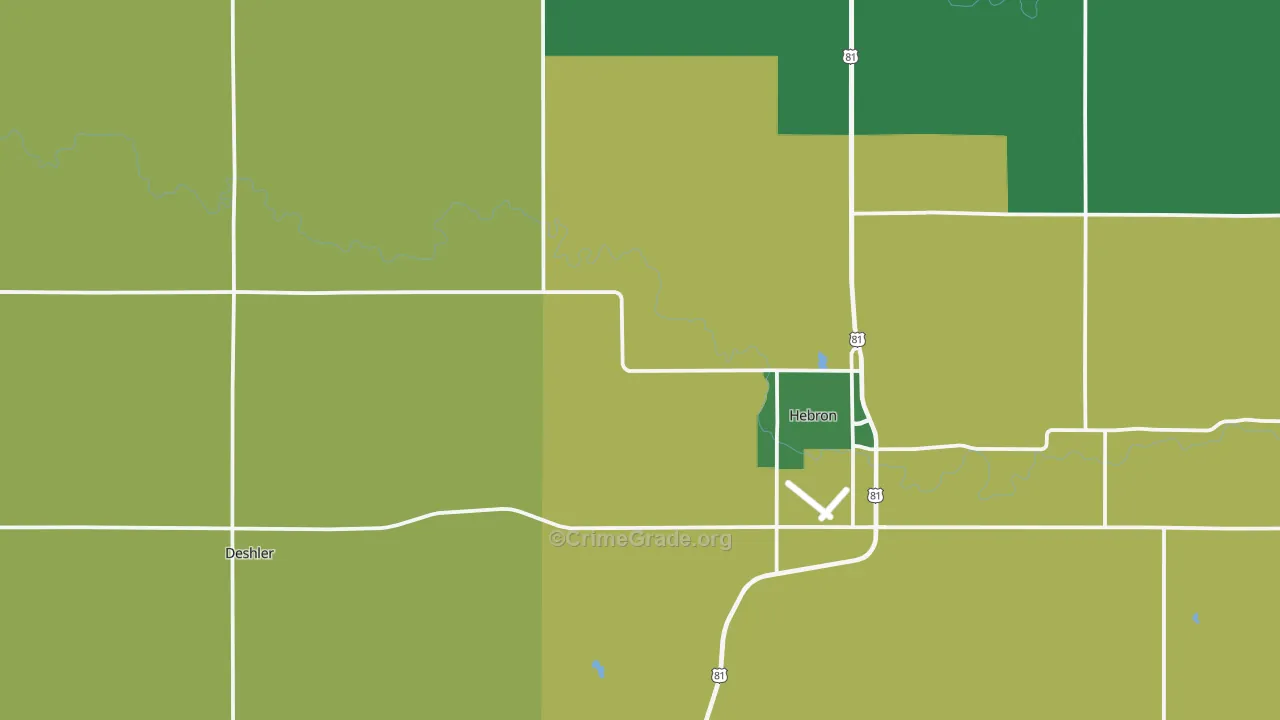 Thayer County, NE Map of Vehicle Theft Rates