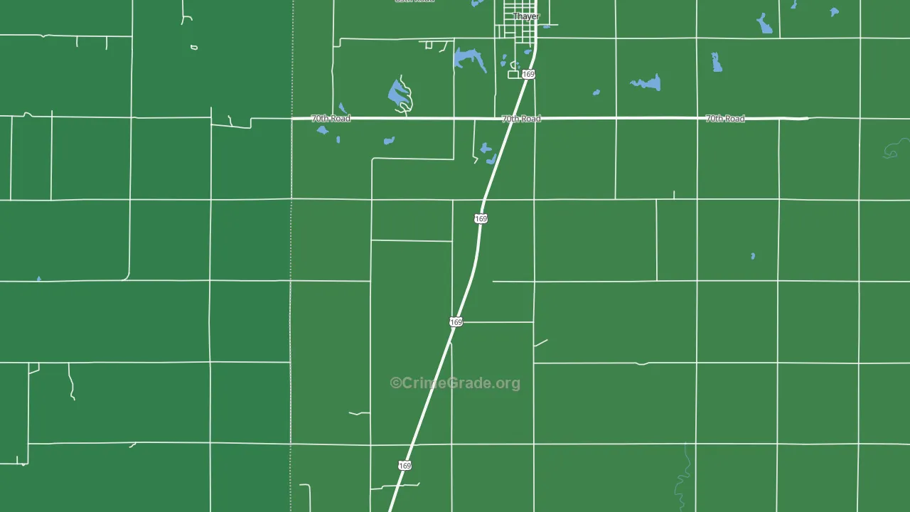 Thayer, KS Map of Vehicle Theft Rates