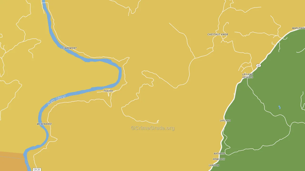 Thayer, WV Map of Vehicle Theft Rates