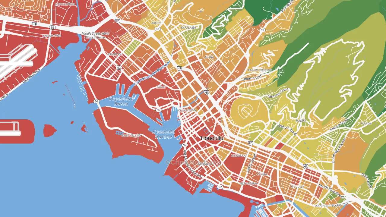 The Arts District, Honolulu, HI Map of Vehicle Theft Rates