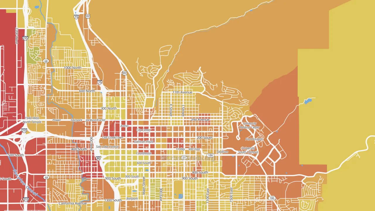 The Avenues, Salt Lake City, UT Map of Vehicle Theft Rates