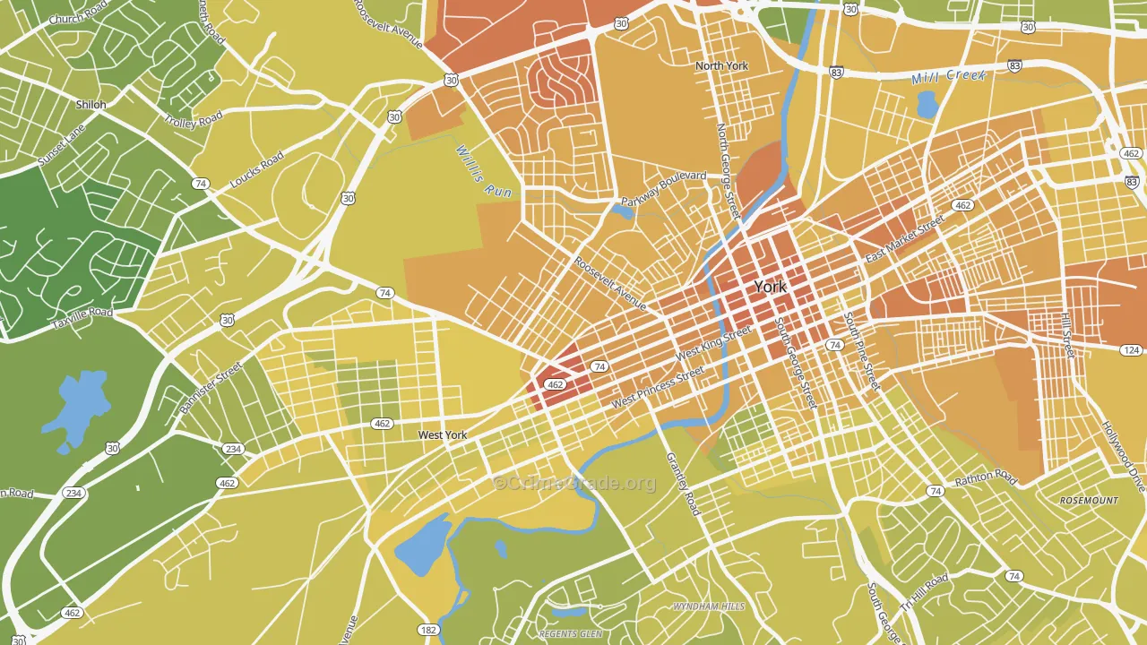 The Avenues, York, PA Map of Vehicle Theft Rates