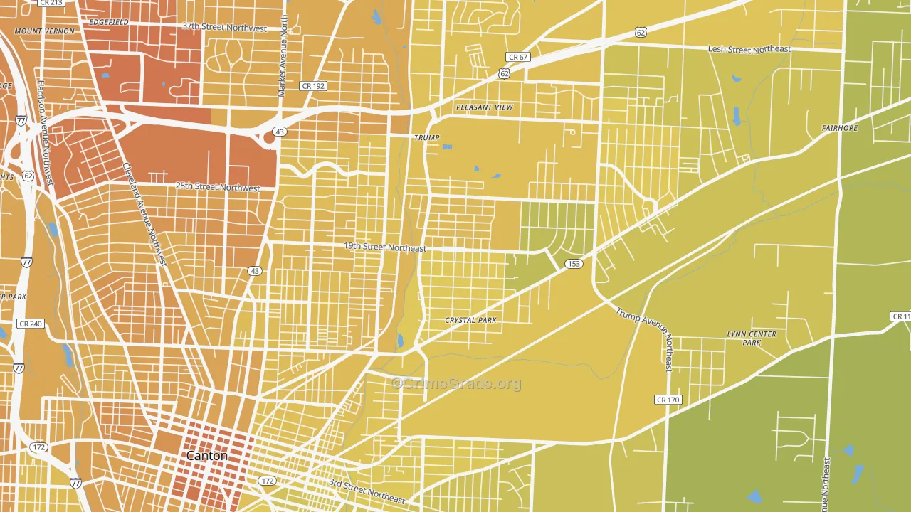 The Boulevards, Canton, OH Map of Vehicle Theft Rates
