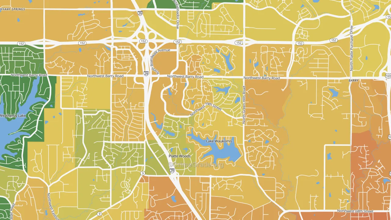 The Coves, Kansas City, MO Map of Vehicle Theft Rates