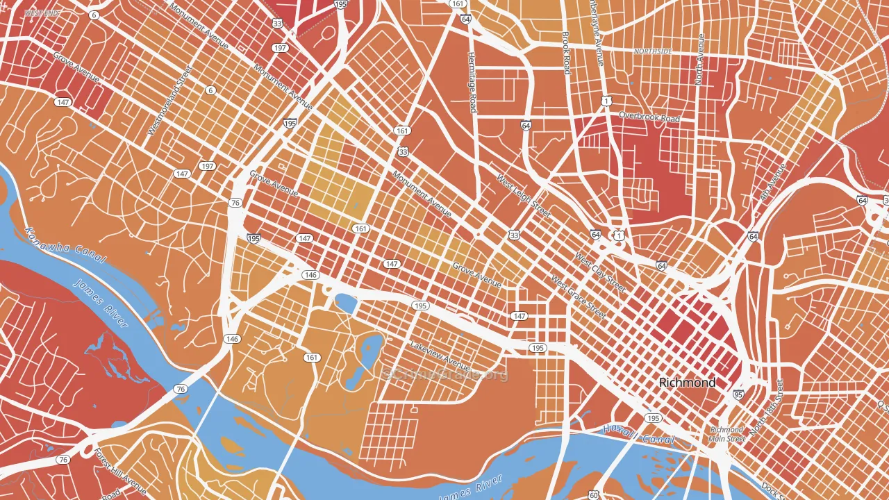 The Fan, Richmond, VA Map of Vehicle Theft Rates