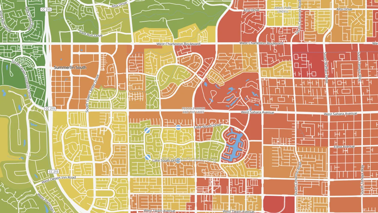 The Lakes, Las Vegas, NV Map of Vehicle Theft Rates
