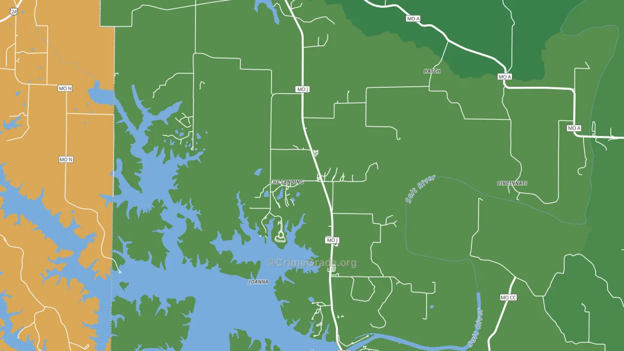 The Landing, MO Map of Vehicle Theft Rates
