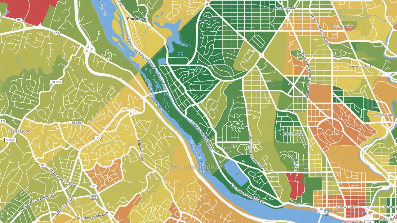 The Palisades, Washington, DC Map of Vehicle Theft Rates