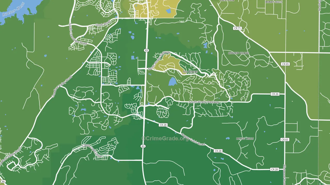 The Pinery, CO Map of Vehicle Theft Rates