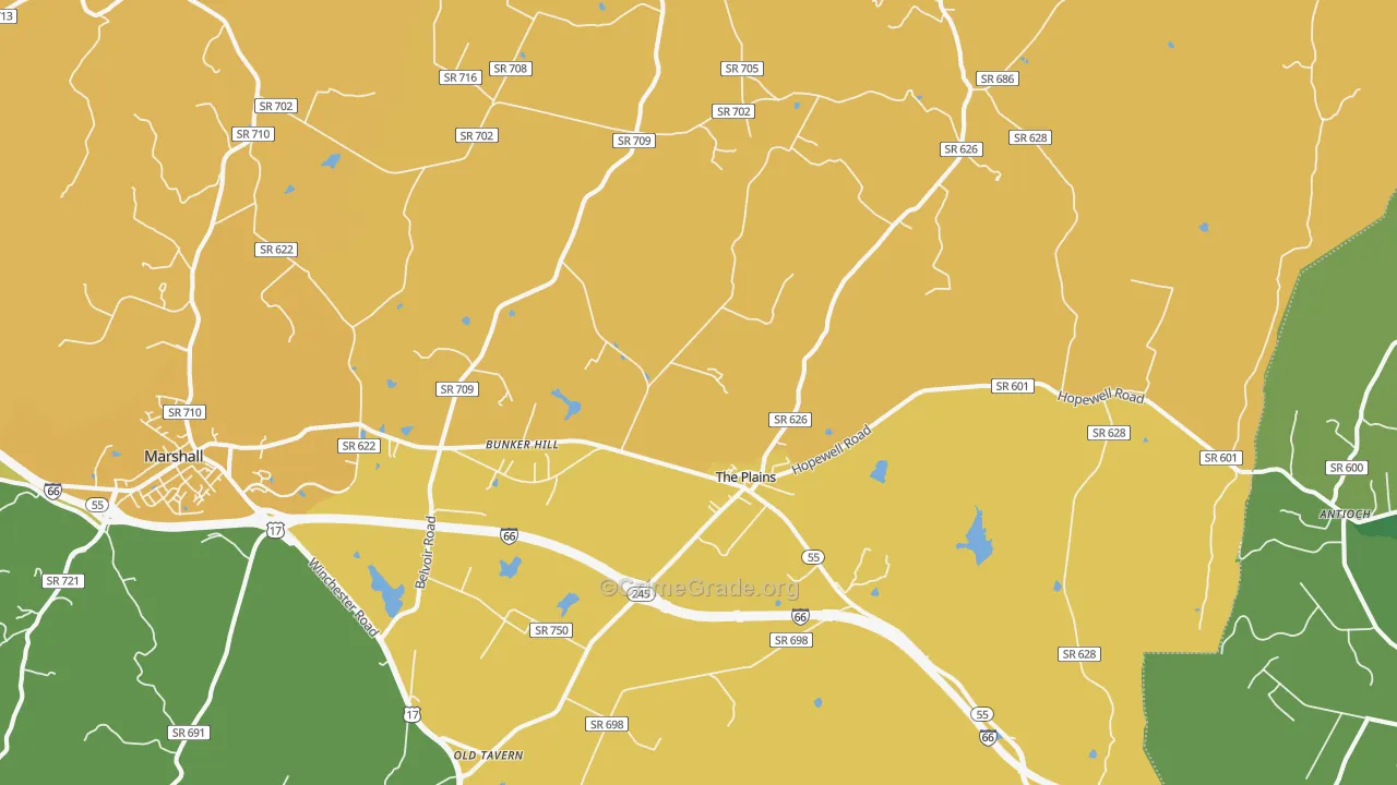 The Plains, VA Map of Vehicle Theft Rates