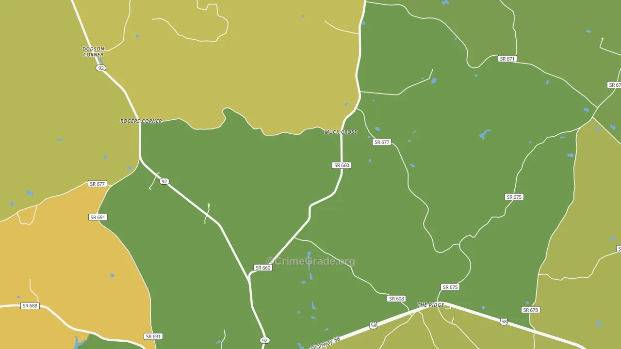 The Ridge, VA Map of Vehicle Theft Rates