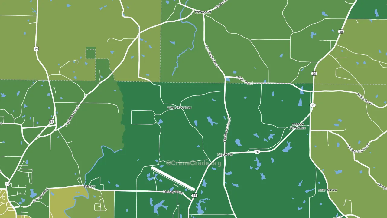 The Rock, GA Map of Vehicle Theft Rates