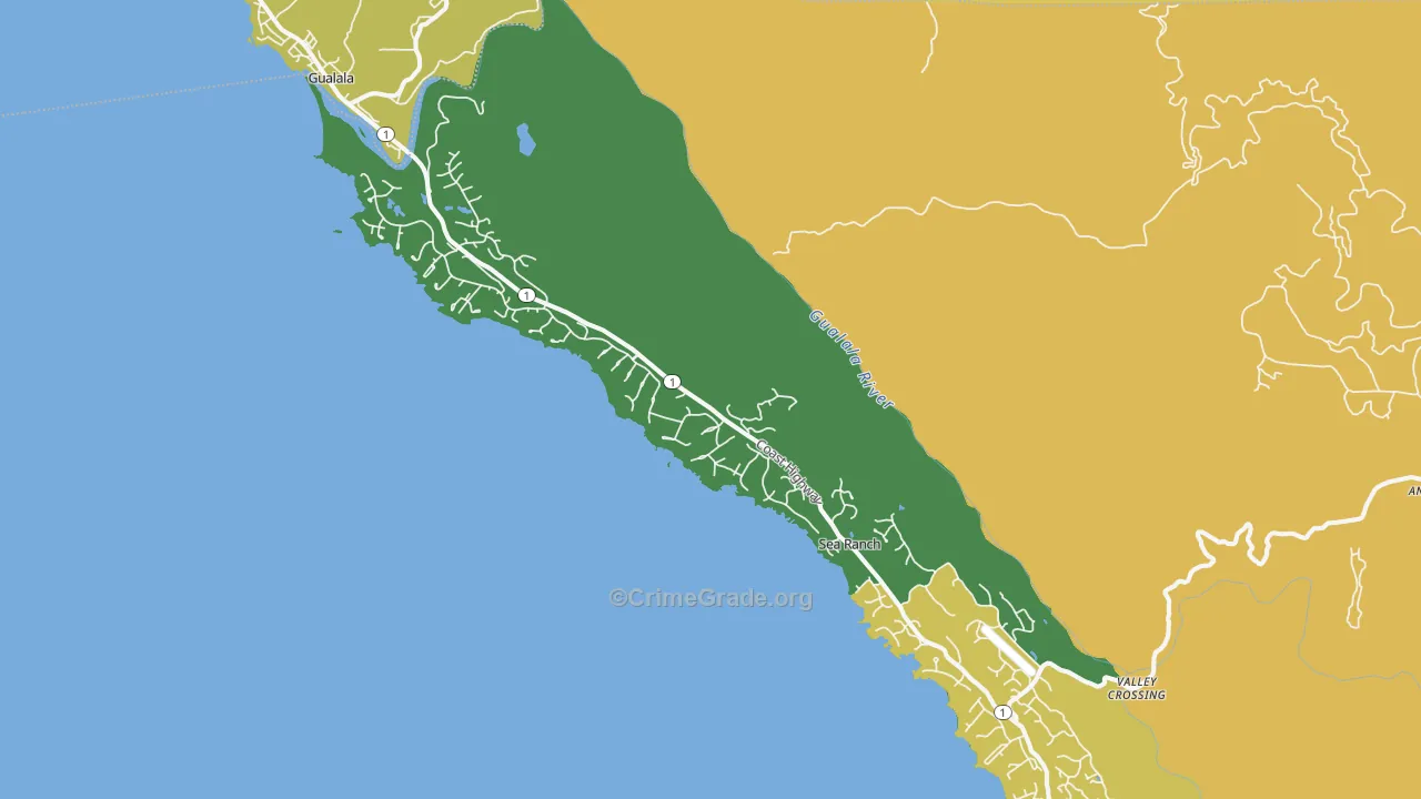 The Sea Ranch, CA Map of Vehicle Theft Rates