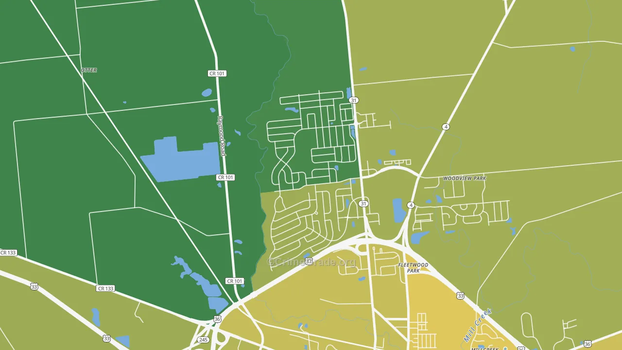 The Woods at Mill Valley, Marysville, OH Map of Vehicle Theft Rates